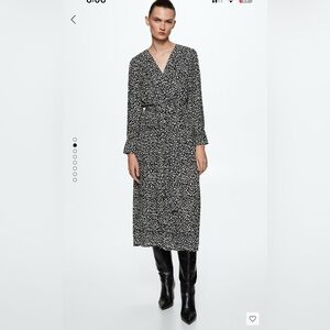 Mango Printed Pleated Dress (Large)